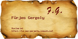 Fürjes Gergely névjegykártya