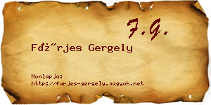 Fürjes Gergely névjegykártya
